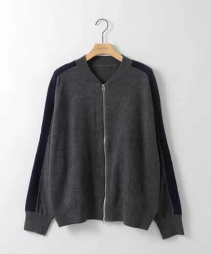 ZMSAE23180 al'aise modulation 配色ラインジップアップニットジャケット
