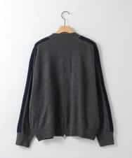 ZMSAE23180 al'aise modulation(アレーズモジュレーション) 配色ラインジップアップニットジャケット ダークグレー