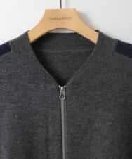 ZMSAE23180 al'aise modulation(アレーズモジュレーション) 配色ラインジップアップニットジャケット ダークグレー