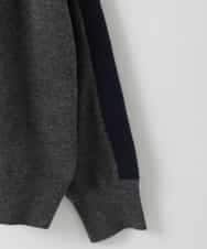 ZMSAE23180 al'aise modulation(アレーズモジュレーション) 配色ラインジップアップニットジャケット ダークグレー