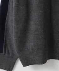 ZMSAE23180 al'aise modulation(アレーズモジュレーション) 配色ラインジップアップニットジャケット ダークグレー