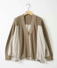 ZMSAE24140 al'aise modulation(アレーズモジュレーション) 【洗える】ニットジョイントデザインブルゾン カーキ