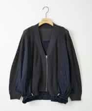 ZMSAE24140 al'aise modulation(アレーズモジュレーション) 【洗える】ニットジョイントデザインブルゾン ダークグレー