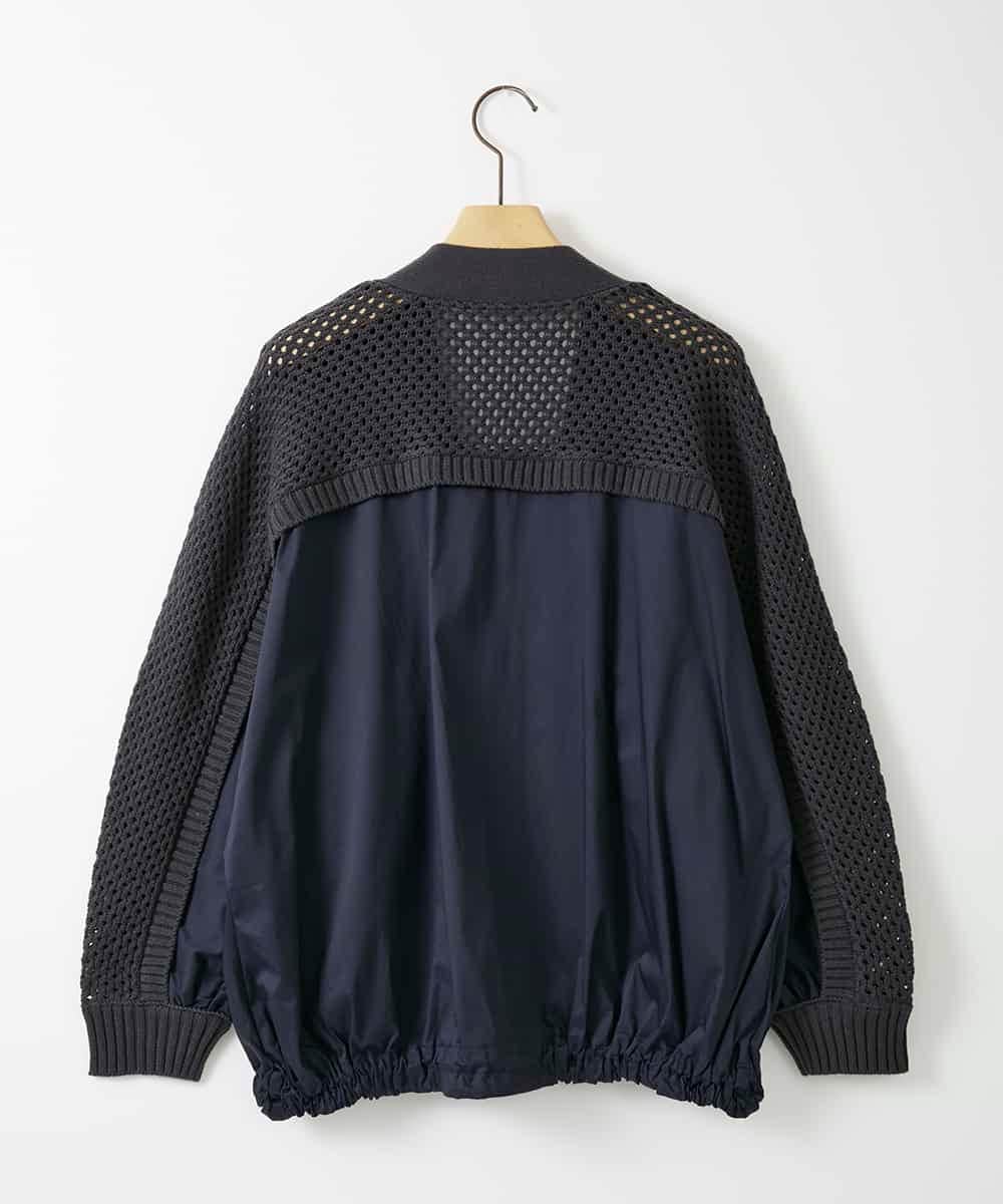 ZMSAE24140 al'aise modulation(アレーズモジュレーション) 【洗える】ニットジョイントデザインブルゾン ダークグレー