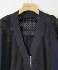 ZMSAE24140 al'aise modulation(アレーズモジュレーション) 【洗える】ニットジョイントデザインブルゾン ダークグレー