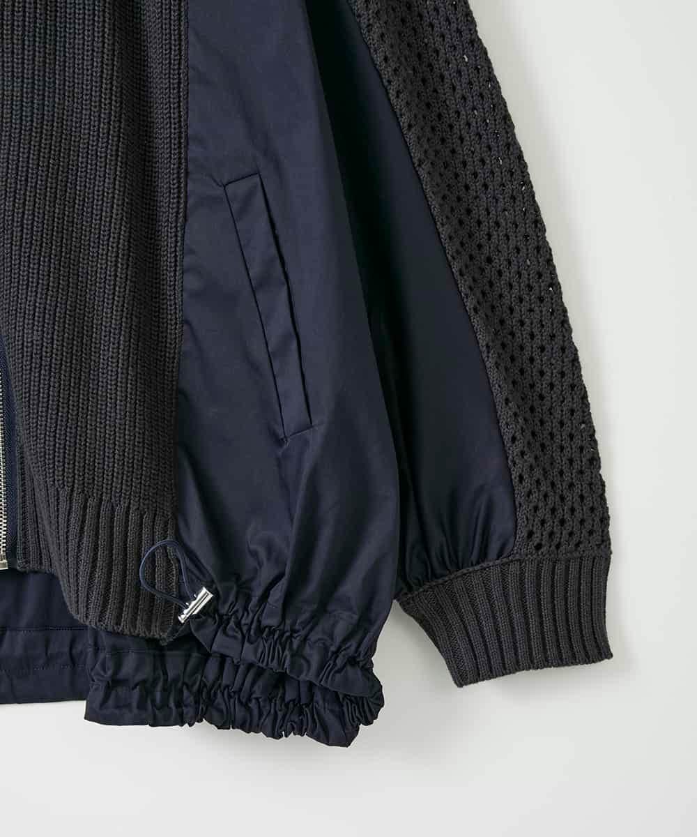 ZMSAE24140 al'aise modulation(アレーズモジュレーション) 【洗える】ニットジョイントデザインブルゾン ダークグレー