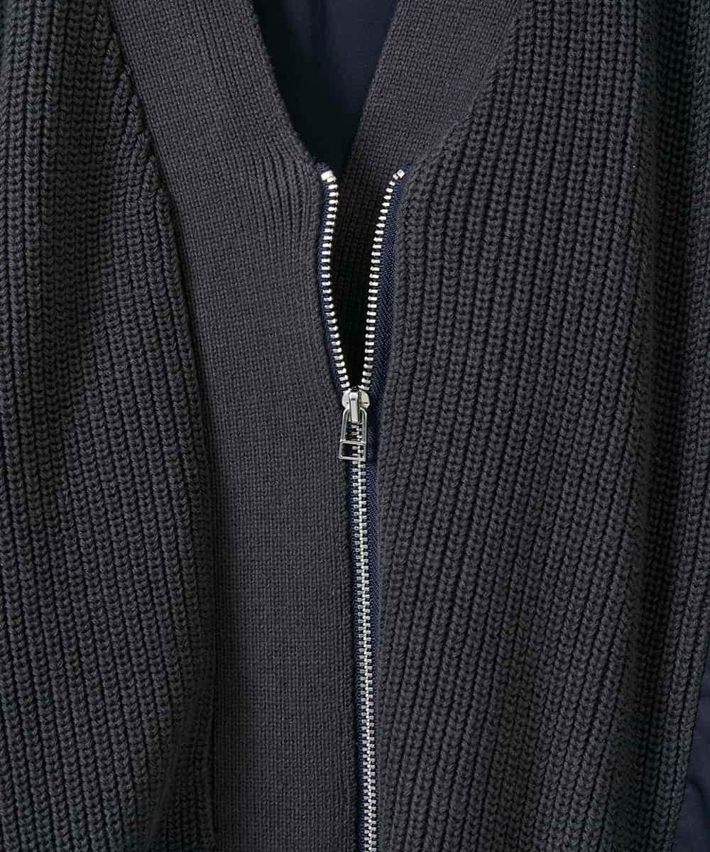 ZMSAE24140 al'aise modulation(アレーズモジュレーション) 【洗える】ニットジョイントデザインブルゾン ダークグレー