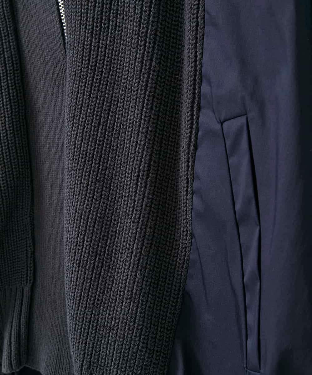 ZMSAE24140 al'aise modulation(アレーズモジュレーション) 【洗える】ニットジョイントデザインブルゾン ダークグレー