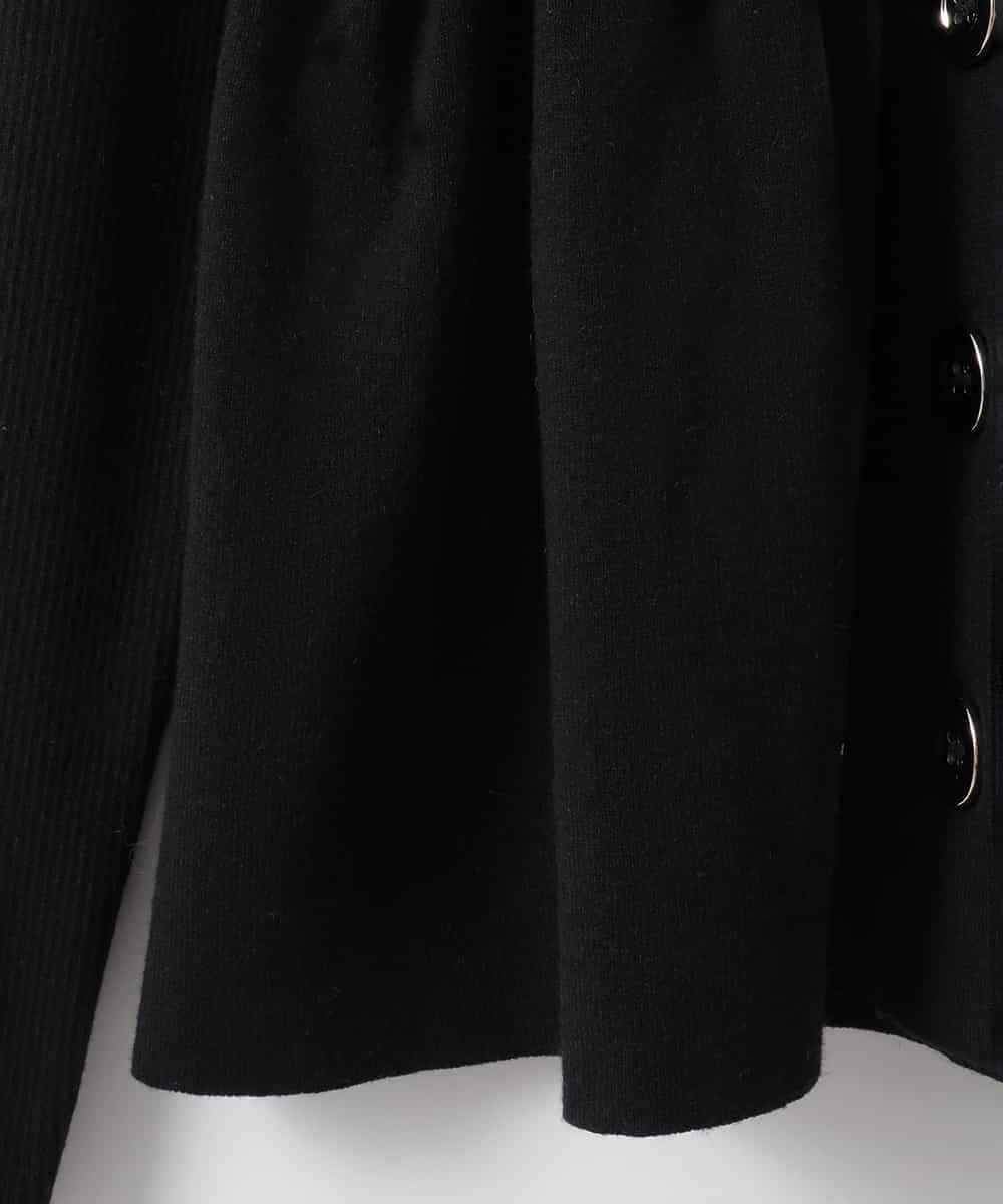 ZMSAE25150 al'aise modulation(アレーズモジュレーション) リブニットペプラムカーディガン ブラック