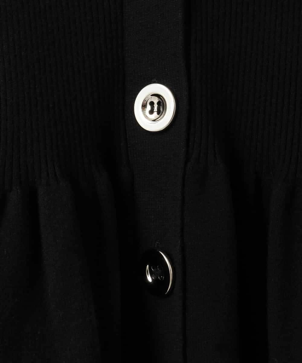 ZMSAE25150 al'aise modulation(アレーズモジュレーション) リブニットペプラムカーディガン ブラック