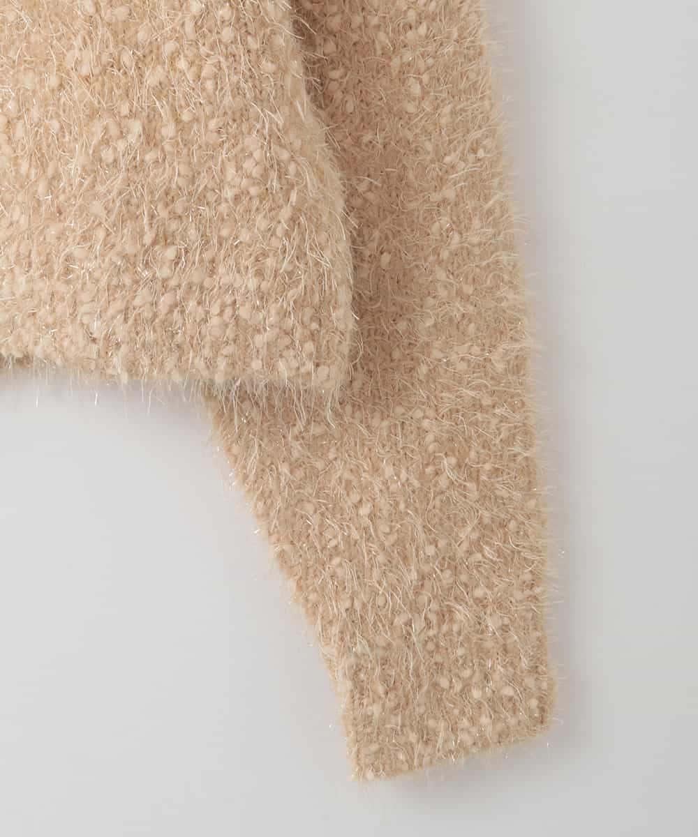 ZMSAE26130 al'aise modulation(アレーズモジュレーション) フェザーヤーンラメニットカーディガン ベージュ