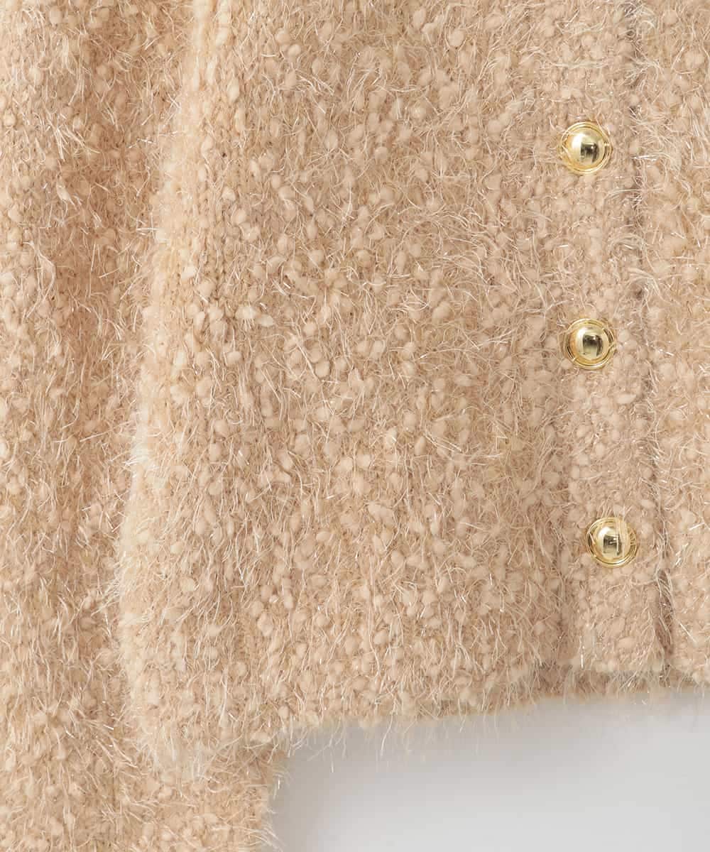 ZMSAE26130 al'aise modulation(アレーズモジュレーション) フェザーヤーンラメニットカーディガン ベージュ