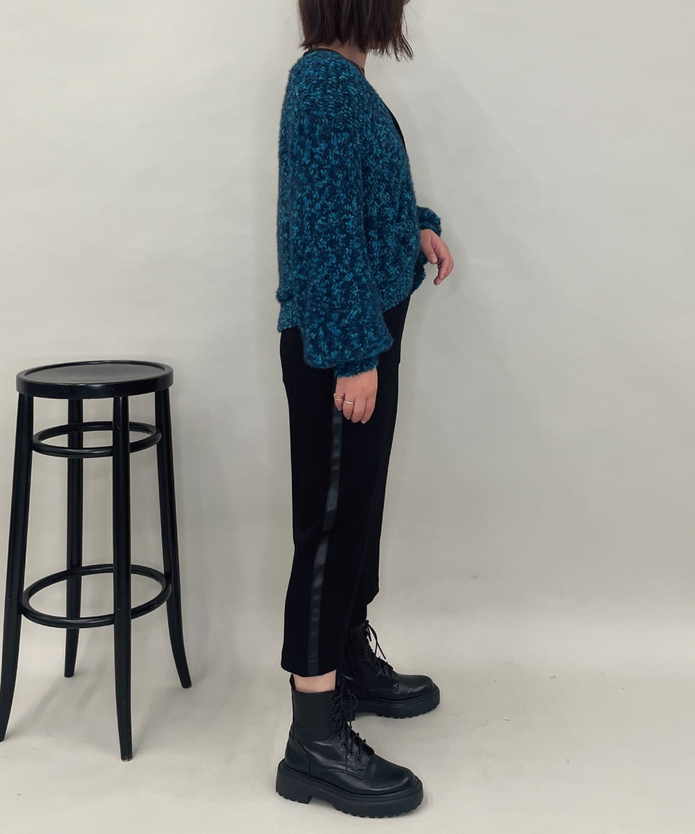 ZMSAE27140 al'aise modulation(アレーズモジュレーション) 【洗える】ファンシーシャギーニットカーディガン グリーン