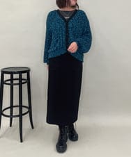 ZMSAE27140 al'aise modulation(アレーズモジュレーション) 【洗える】ファンシーシャギーニットカーディガン グリーン