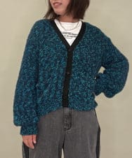 ZMSAE27140 al'aise modulation(アレーズモジュレーション) 【洗える】ファンシーシャギーニットカーディガン グリーン