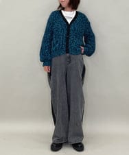 ZMSAE27140 al'aise modulation(アレーズモジュレーション) 【洗える】ファンシーシャギーニットカーディガン グリーン