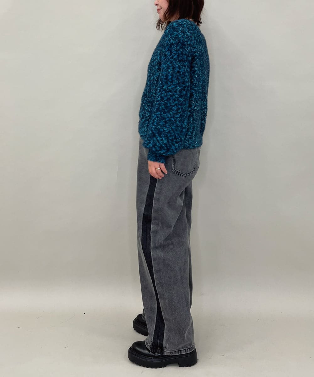 ZMSAE27140 al'aise modulation(アレーズモジュレーション) 【洗える】ファンシーシャギーニットカーディガン グリーン