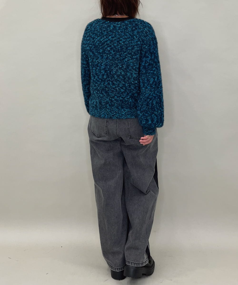 ZMSAE27140 al'aise modulation(アレーズモジュレーション) 【洗える】ファンシーシャギーニットカーディガン グリーン