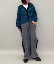 ZMSAE27140 al'aise modulation(アレーズモジュレーション) 【洗える】ファンシーシャギーニットカーディガン グリーン