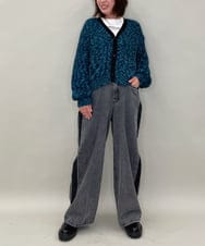 ZMSAE27140 al'aise modulation(アレーズモジュレーション) 【洗える】ファンシーシャギーニットカーディガン グリーン