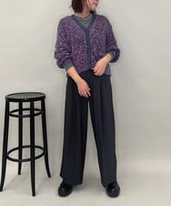 ZMSAE27140 al'aise modulation(アレーズモジュレーション) 【洗える】ファンシーシャギーニットカーディガン パープル