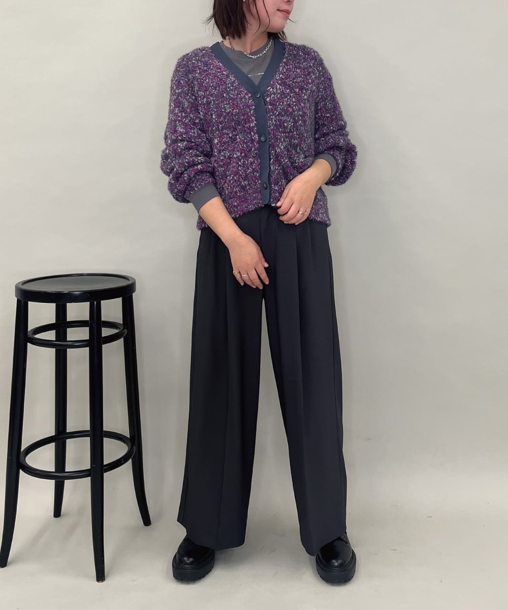 ZMSAE27140 al'aise modulation(アレーズモジュレーション) 【洗える】ファンシーシャギーニットカーディガン パープル