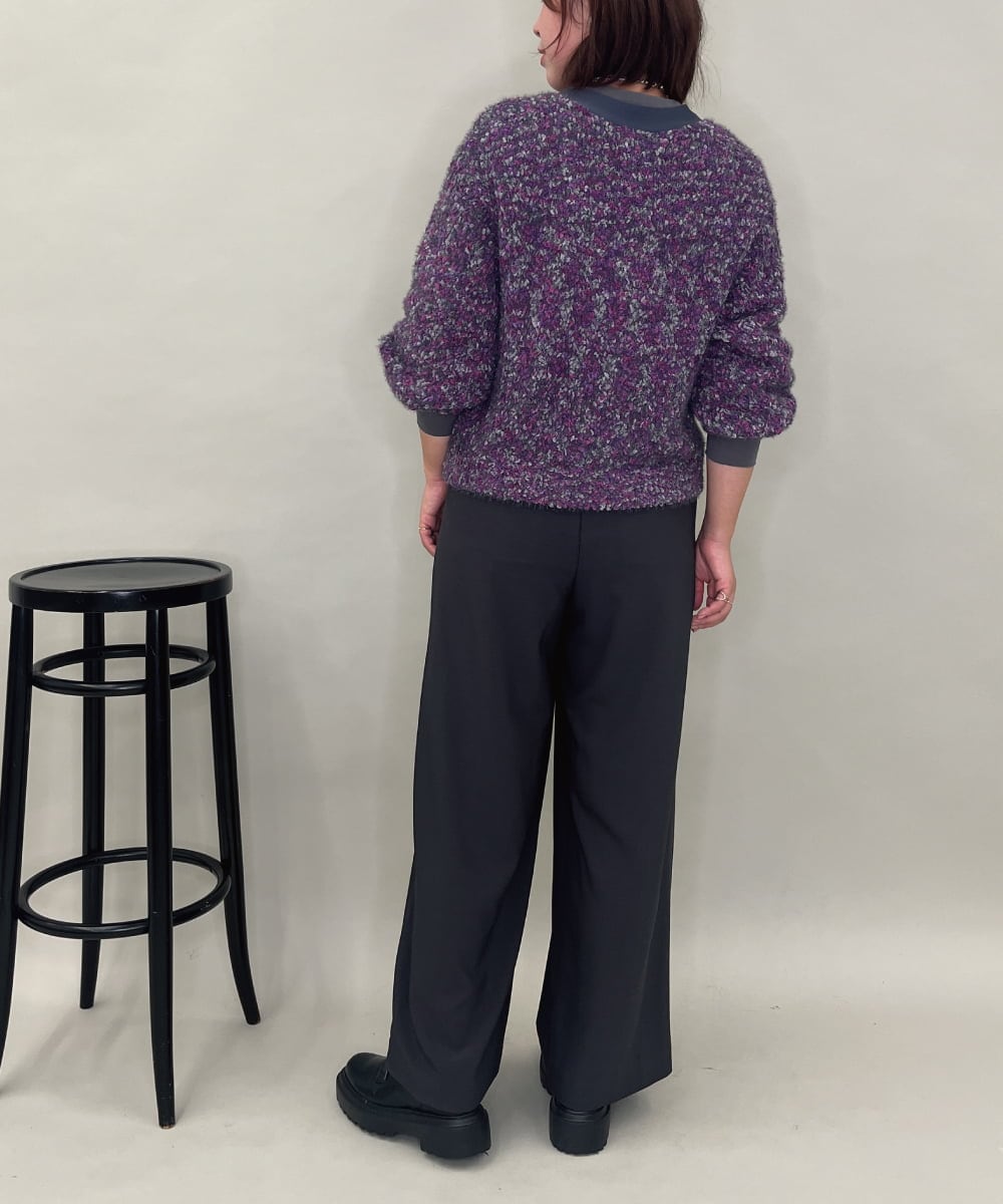 ZMSAE27140 al'aise modulation(アレーズモジュレーション) 【洗える】ファンシーシャギーニットカーディガン パープル