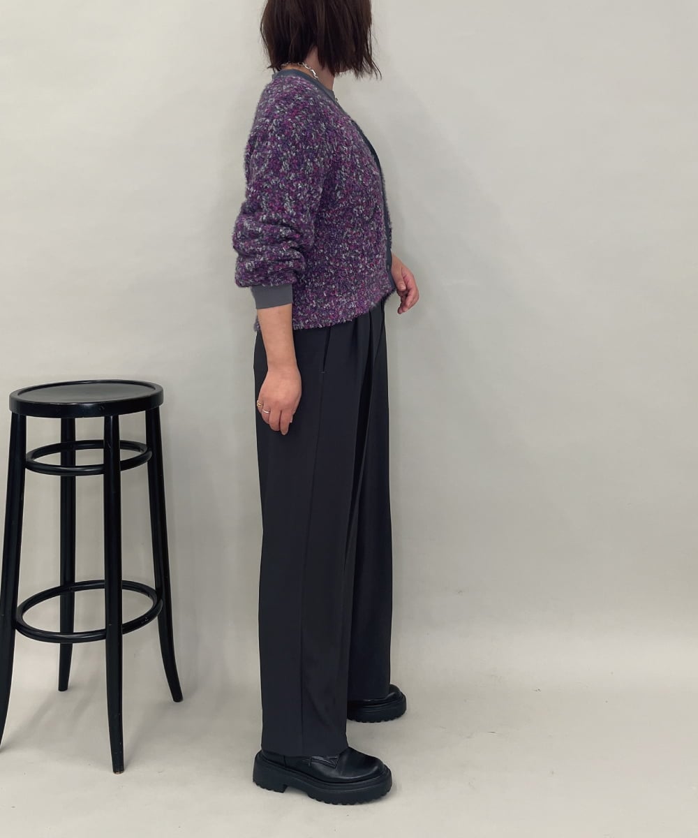 ZMSAE27140 al'aise modulation(アレーズモジュレーション) 【洗える】ファンシーシャギーニットカーディガン パープル