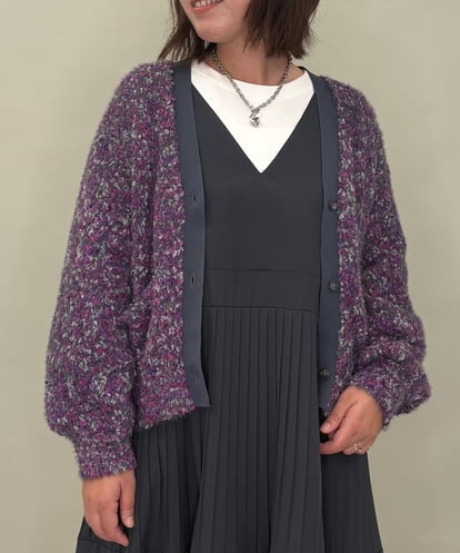 ZMSAE27140 al'aise modulation 【洗える】ファンシーシャギーニットカーディガン