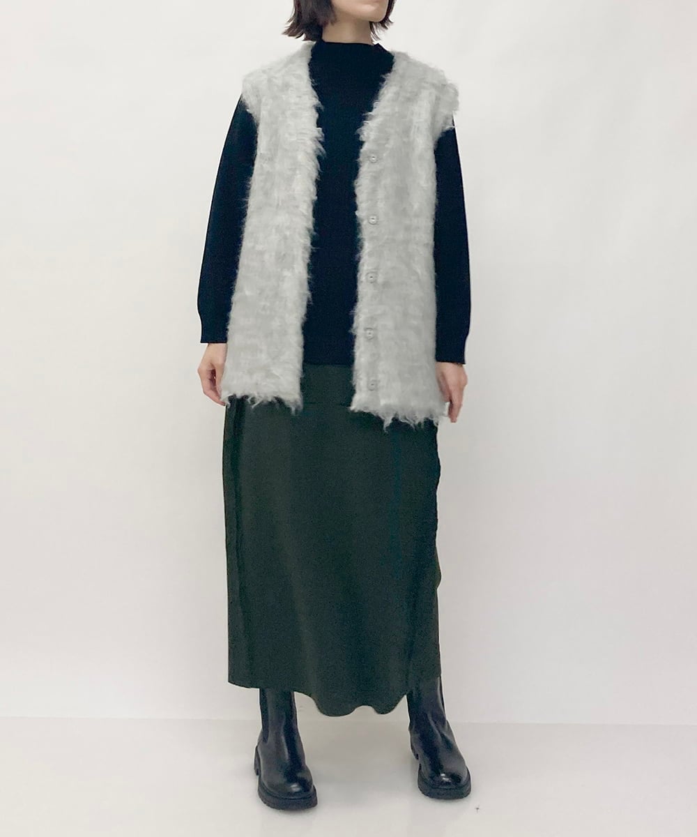 ZMSAW05140 al'aise modulation(アレーズモジュレーション) 【抗菌防臭】やわらかジャギーニットベスト ライトグレー