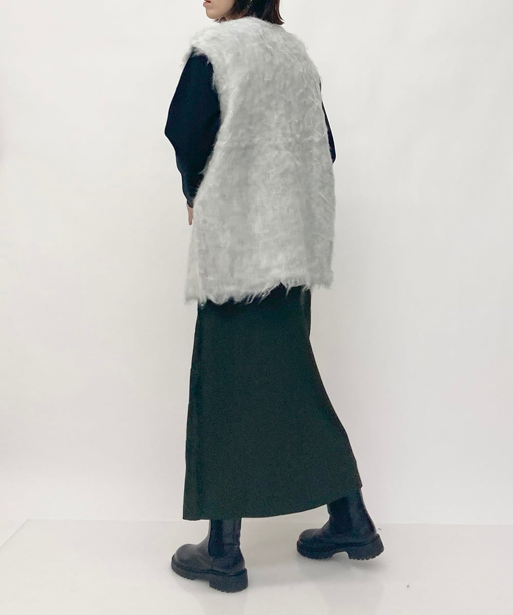 ZMSAW05140 al'aise modulation(アレーズモジュレーション) 【抗菌防臭】やわらかジャギーニットベスト ライトグレー