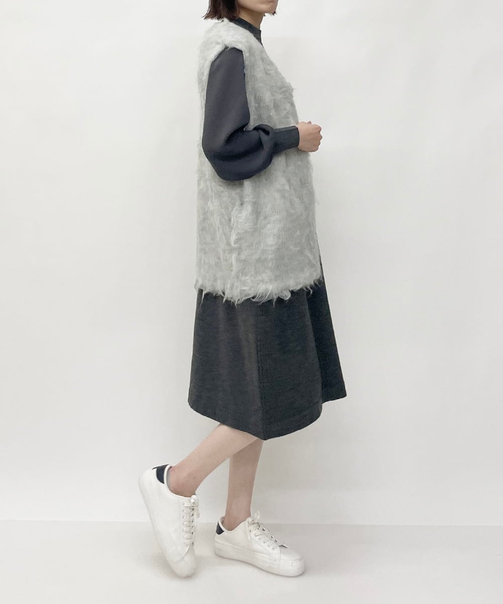 ZMSAW05140 al'aise modulation(アレーズモジュレーション) 【抗菌防臭】やわらかジャギーニットベスト ライトグレー