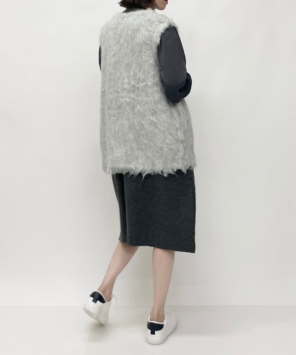 ZMSAW05140 al'aise modulation(アレーズモジュレーション) 【抗菌防臭】やわらかジャギーニットベスト ライトグレー