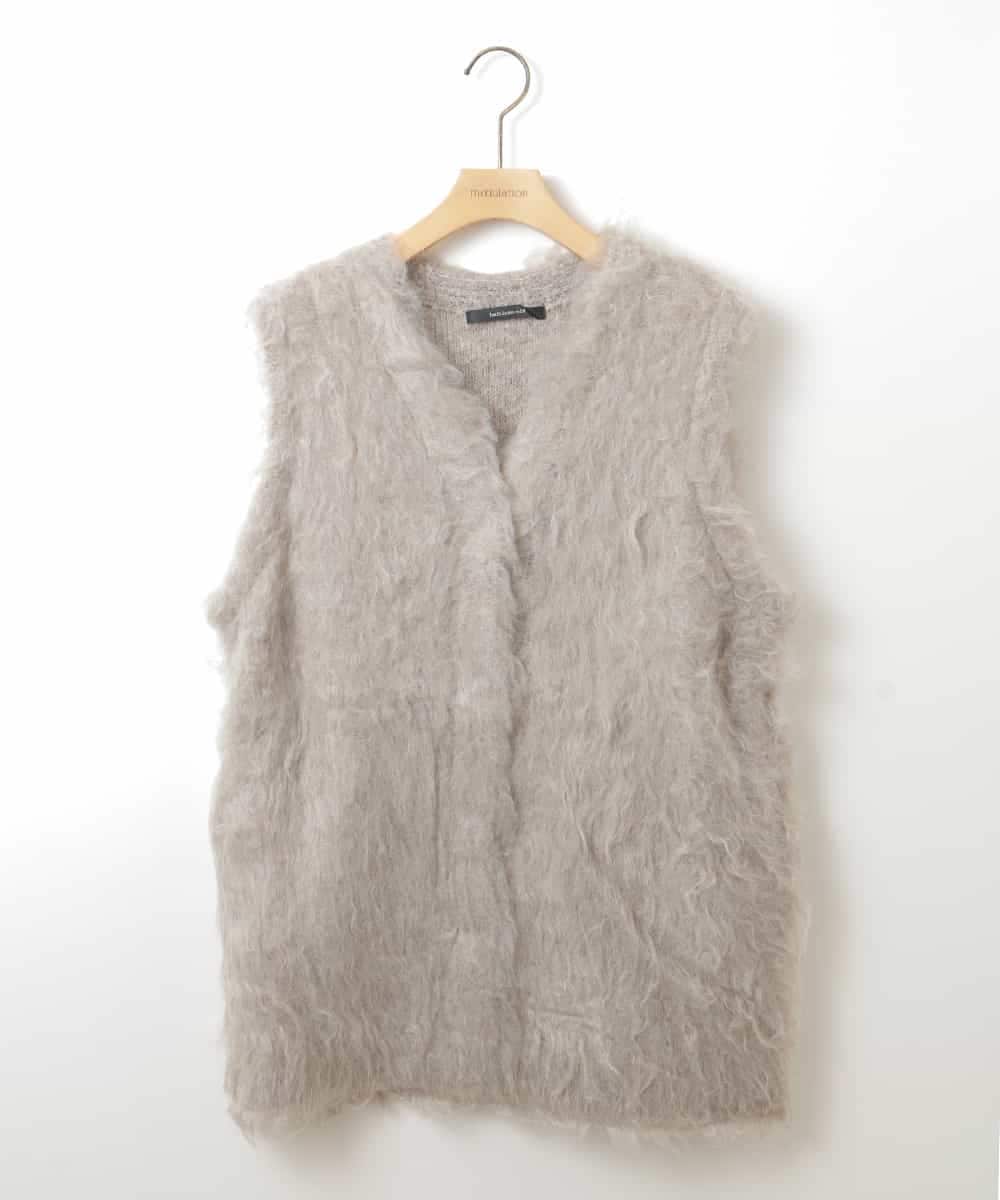 ZMSAW05140 al'aise modulation(アレーズモジュレーション) 【抗菌防臭】やわらかジャギーニットベスト ベージュ