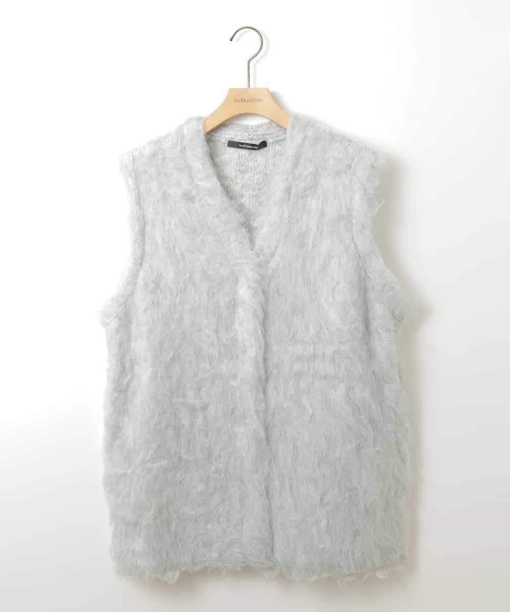 ZMSAW05140 al'aise modulation(アレーズモジュレーション) 【抗菌防臭】やわらかジャギーニットベスト ライトグレー
