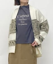 ZMSAW14138 al'aise modulation(アレーズモジュレーション) 【抗菌防臭】カウチン柄ロングカーディガン アイボリー