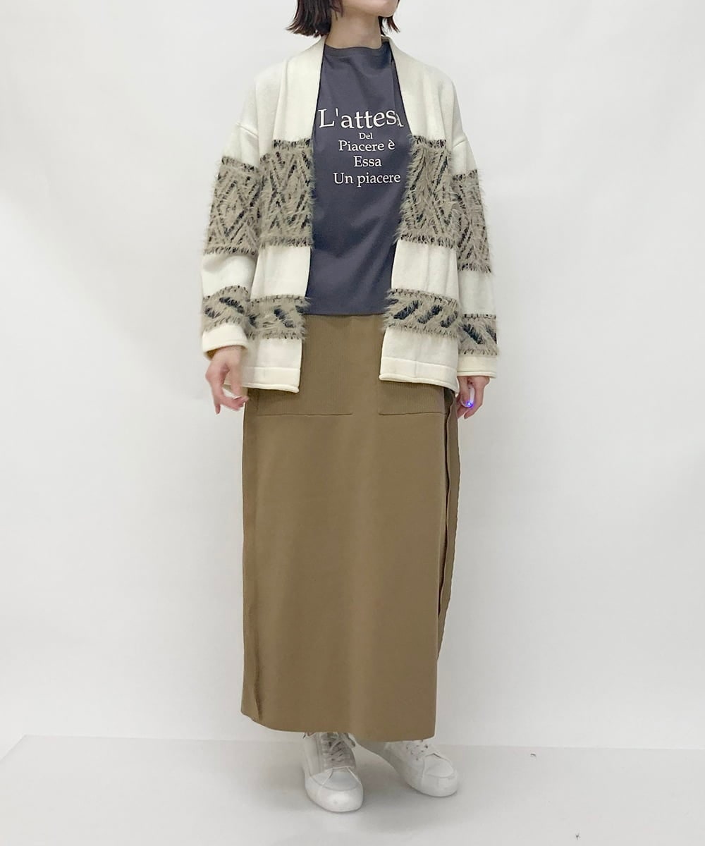 ZMSAW14138 al'aise modulation(アレーズモジュレーション) 【抗菌防臭】カウチン柄ロングカーディガン アイボリー