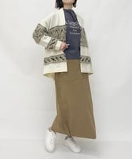 ZMSAW14138 al'aise modulation(アレーズモジュレーション) 【抗菌防臭】カウチン柄ロングカーディガン アイボリー