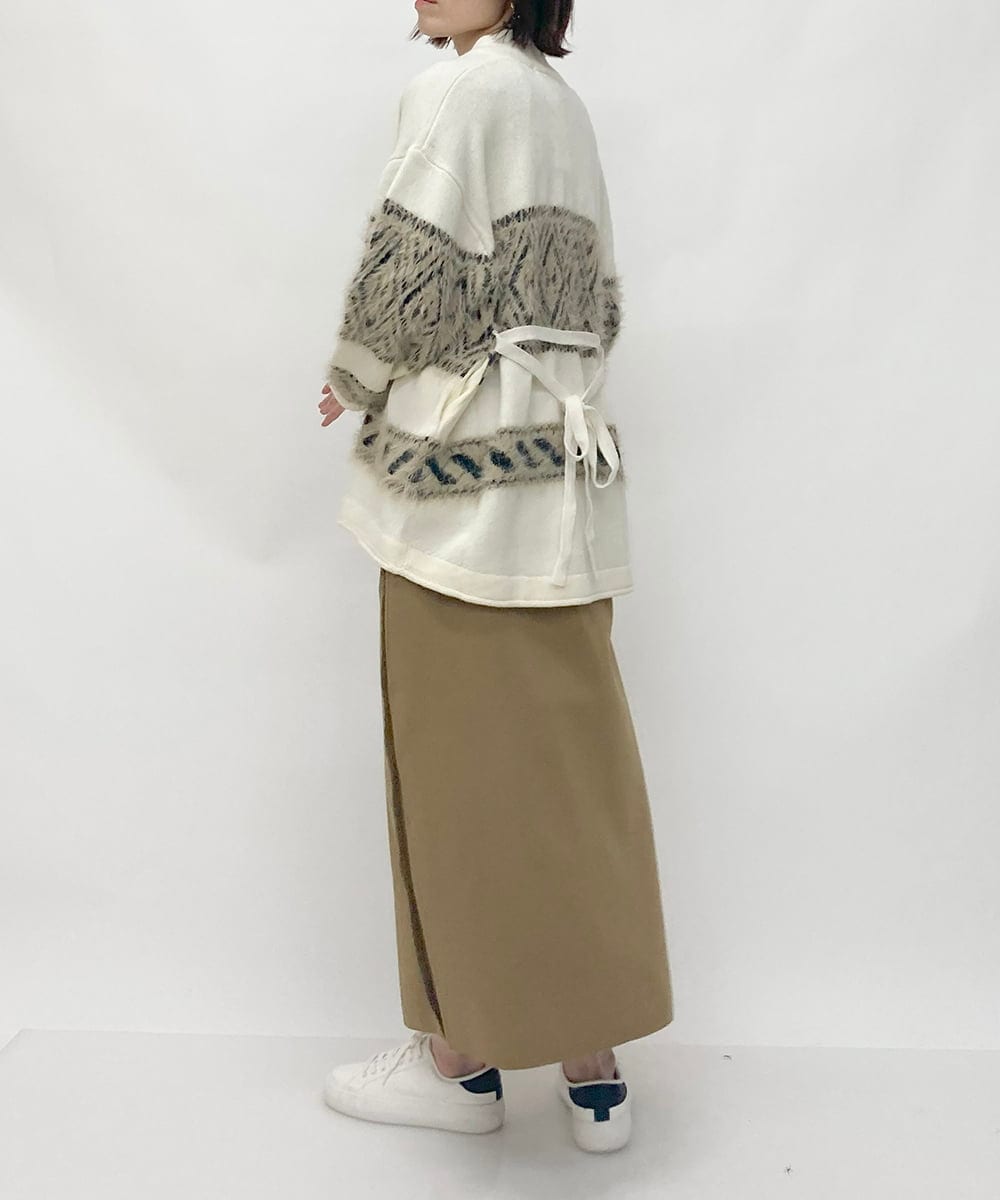 ZMSAW14138 al'aise modulation(アレーズモジュレーション) 【抗菌防臭】カウチン柄ロングカーディガン アイボリー