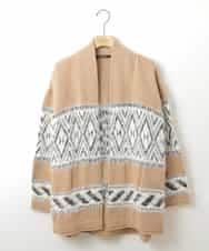 ZMSAW14138 al'aise modulation(アレーズモジュレーション) 【抗菌防臭】カウチン柄ロングカーディガン ベージュ