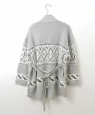 ZMSAW14138 al'aise modulation(アレーズモジュレーション) 【抗菌防臭】カウチン柄ロングカーディガン ライトグレー