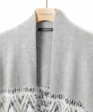 ZMSAW14138 al'aise modulation(アレーズモジュレーション) 【抗菌防臭】カウチン柄ロングカーディガン ライトグレー