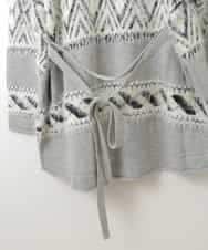 ZMSAW14138 al'aise modulation(アレーズモジュレーション) 【抗菌防臭】カウチン柄ロングカーディガン ライトグレー