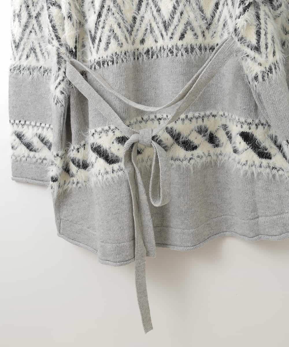 ZMSAW14138 al'aise modulation(アレーズモジュレーション) 【抗菌防臭】カウチン柄ロングカーディガン ライトグレー