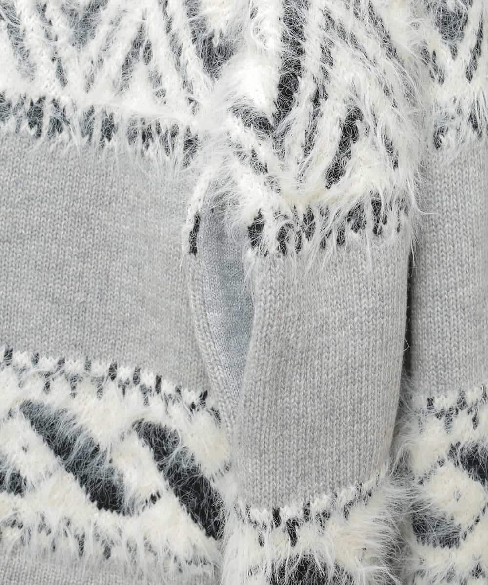 ZMSAW14138 al'aise modulation(アレーズモジュレーション) 【抗菌防臭】カウチン柄ロングカーディガン ライトグレー