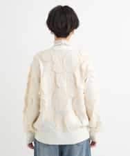 ZMSCB40230 al'aise modulation(アレーズモジュレーション) 【洗える】フリンジサークル柄カーディガン アイボリー