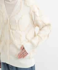 ZMSCB40230 al'aise modulation(アレーズモジュレーション) 【洗える】フリンジサークル柄カーディガン アイボリー