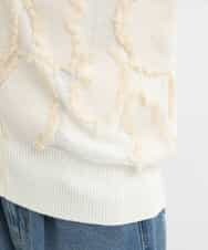 ZMSCB40230 al'aise modulation(アレーズモジュレーション) 【洗える】フリンジサークル柄カーディガン アイボリー