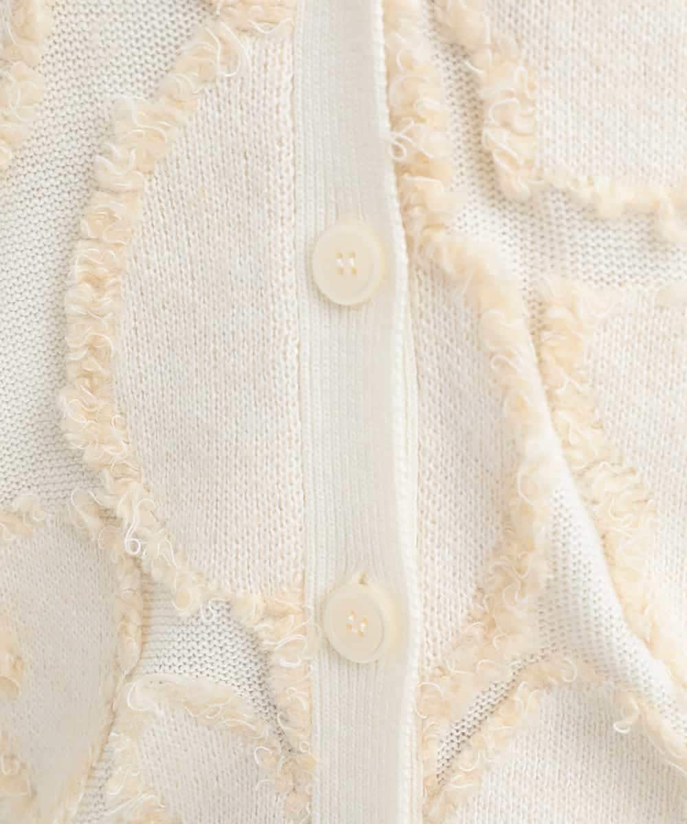 ZMSCB40230 al'aise modulation(アレーズモジュレーション) 【洗える】フリンジサークル柄カーディガン アイボリー