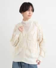 ZMSCB40230 al'aise modulation(アレーズモジュレーション) 【洗える】フリンジサークル柄カーディガン アイボリー